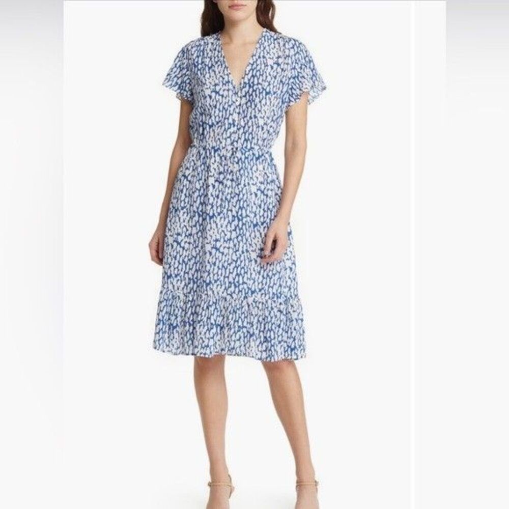 Rails Kiki Abstract Leopard Print Dress Cobalt Static Graduation Kentucky Derby